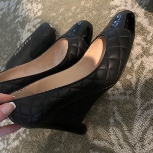 Chanel quilted wedge heels